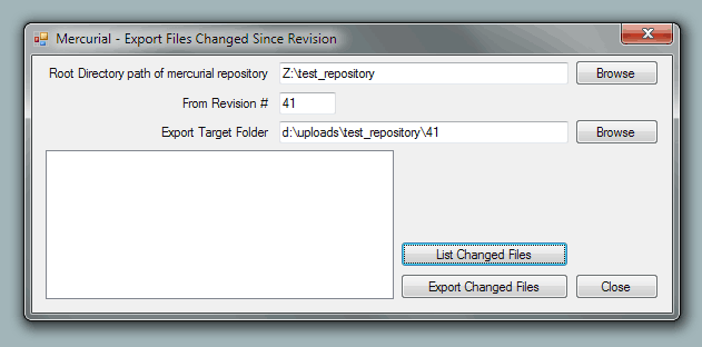 Mercurial Changed Files Exporter